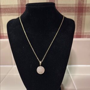 Gold and Pink Minimalist Necklace with Circular Pendant